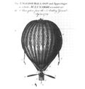 イギリスの気球と付属器。ヴィンセント・ルナーディ『イギリス初空中旅行記』（1784年）より