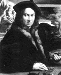 イル・パルミジャニーノの『あるコレクターの肖像』（1523年頃）