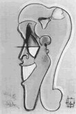 1937年、リミニで製作された女優ルビー・ダルマスの戯画（フェリーニ画）