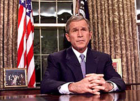 イラク攻撃開始を発表するブッシュ米大統領