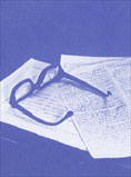 タルホの草稿と眼鏡。